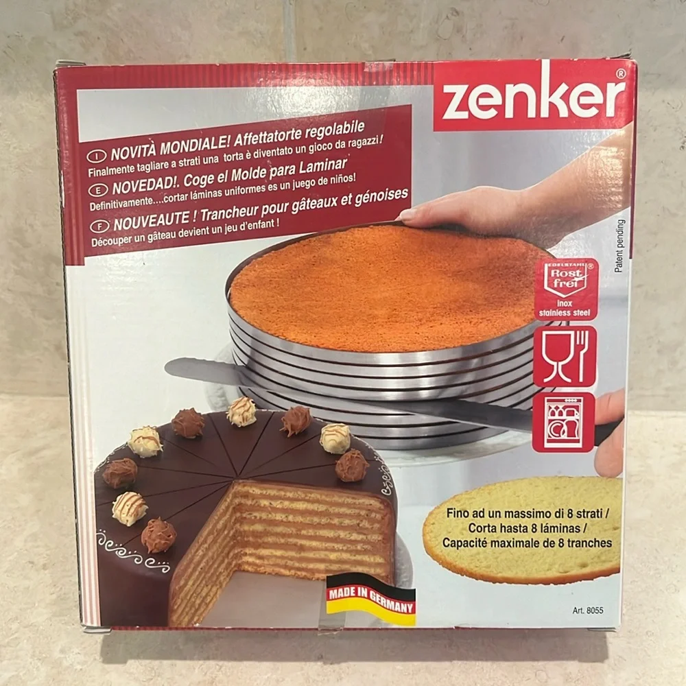 Zenker Adjustable Cake Layer Cutter 8 Layer Guide Stainless Steel NWT